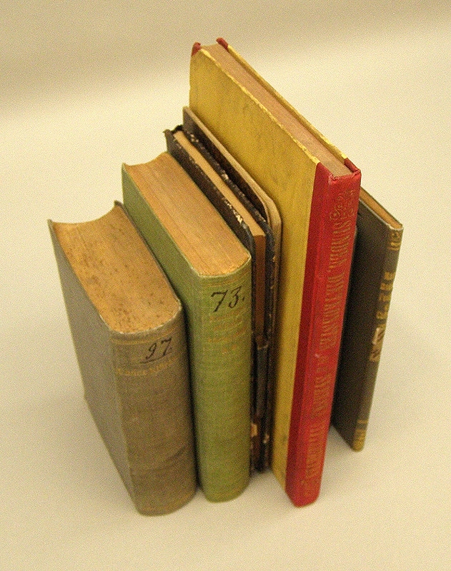 Older books lined up.